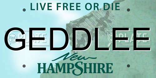 GEDDLEE New Hampshire License Plate