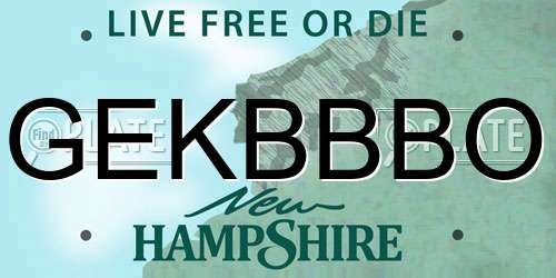 GEKBBBO New Hampshire License Plate