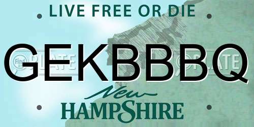 GEKBBBQ New Hampshire License Plate
