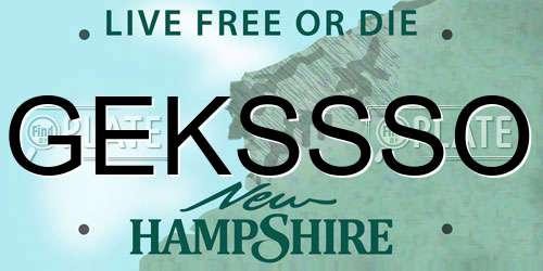 GEKSSSO New Hampshire License Plate