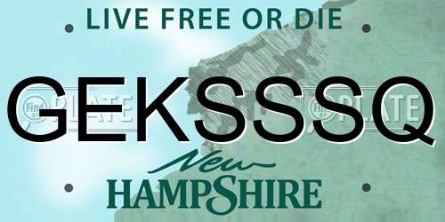 GEKSSSQ New Hampshire License Plate
