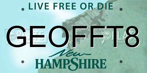 GEOFFT8 New Hampshire License Plate