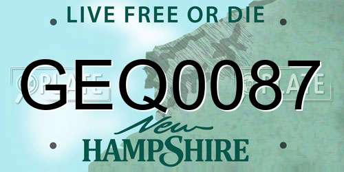 GEQ0087 New Hampshire License Plate