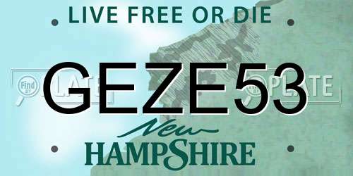 GEZE53 New Hampshire License Plate