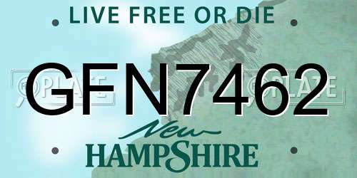 GFN7462 New Hampshire License Plate