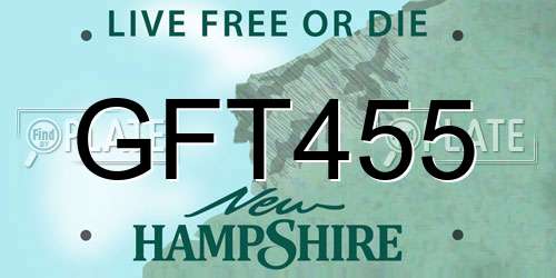 GFT455 New Hampshire License Plate