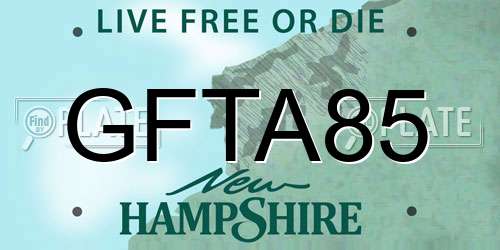 GFTA85 New Hampshire License Plate