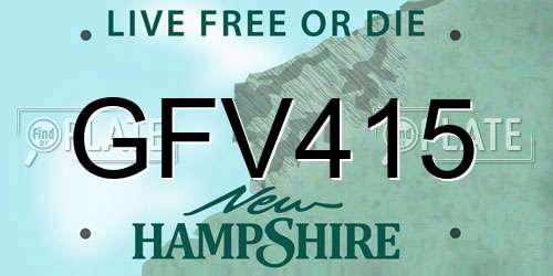 GFV415 New Hampshire License Plate