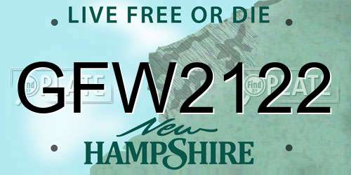 GFW2122 New Hampshire License Plate