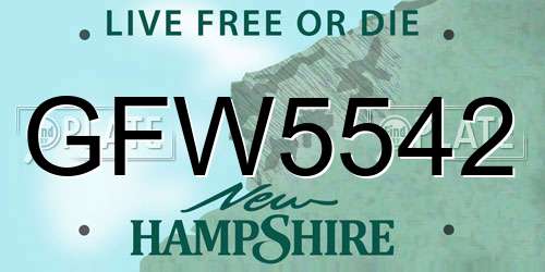 GFW5542 New Hampshire License Plate
