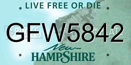 GFW5842 New Hampshire License Plate