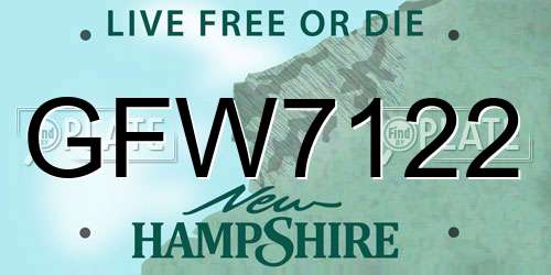 GFW7122 New Hampshire License Plate