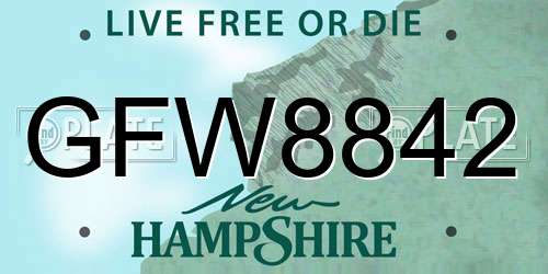GFW8842 New Hampshire License Plate
