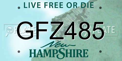 GFZ485 New Hampshire License Plate