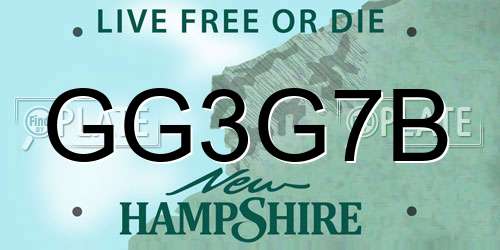 GG3G7B New Hampshire License Plate