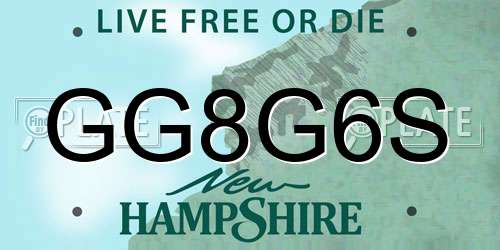 GG8G6S New Hampshire License Plate