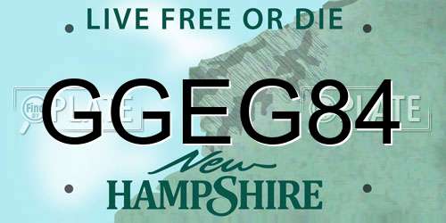 GGEG84 New Hampshire License Plate