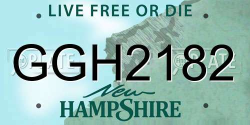 GGH2182 New Hampshire License Plate