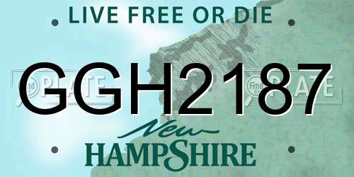 GGH2187 New Hampshire License Plate