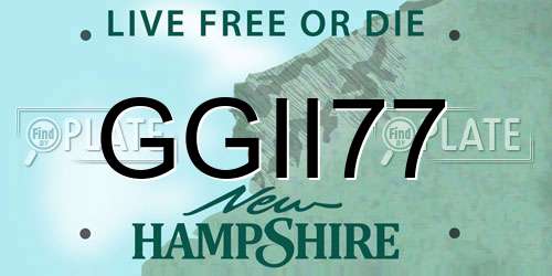 GGII77 New Hampshire License Plate