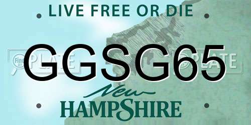 GGSG65 New Hampshire License Plate