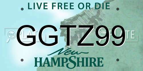 GGTZ99 New Hampshire License Plate