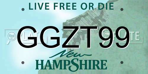 GGZT99 New Hampshire License Plate
