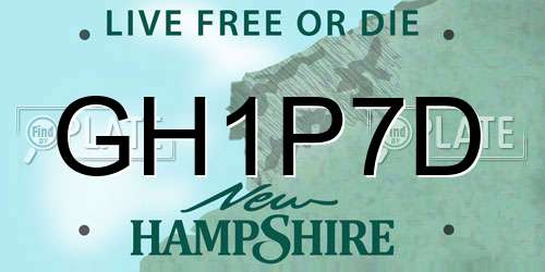 GH1P7D New Hampshire License Plate