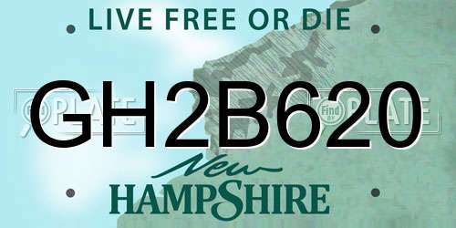 GH2B620 New Hampshire License Plate