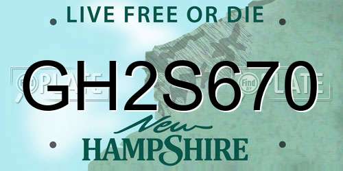 GH2S670 New Hampshire License Plate