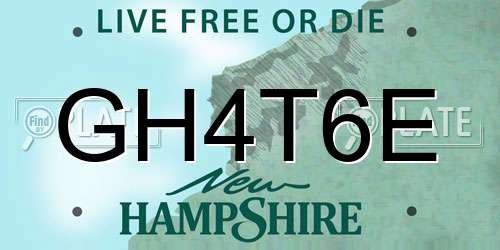 GH4T6E New Hampshire License Plate