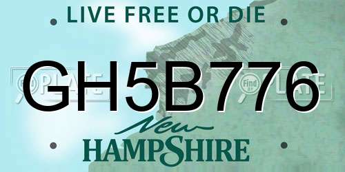 GH5B776 New Hampshire License Plate