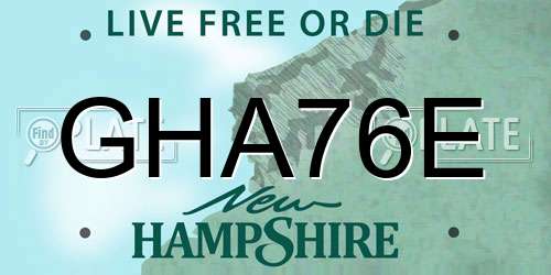 GHA76E New Hampshire License Plate