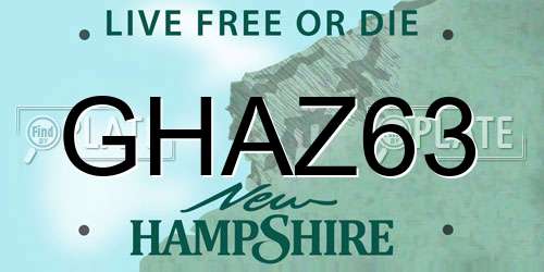 GHAZ63 New Hampshire License Plate