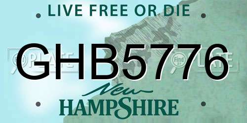 GHB5776 New Hampshire License Plate