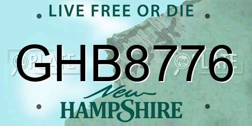 GHB8776 New Hampshire License Plate
