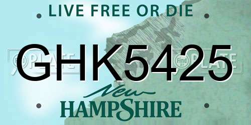 GHK5425 New Hampshire License Plate
