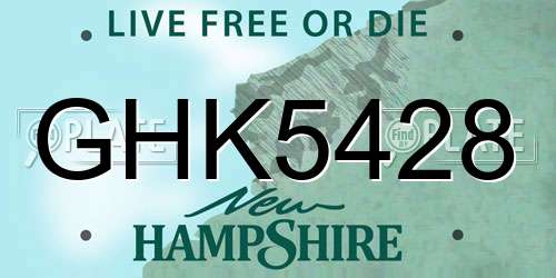 GHK5428 New Hampshire License Plate