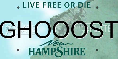 GHOOOST New Hampshire License Plate