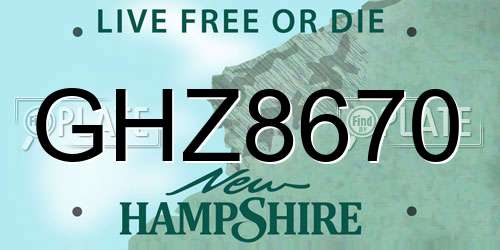 GHZ8670 New Hampshire License Plate