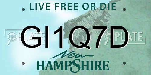 GI1Q7D New Hampshire License Plate