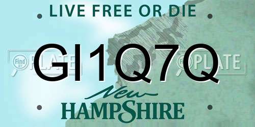 GI1Q7Q New Hampshire License Plate