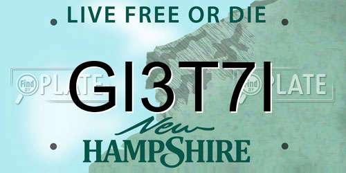 GI3T7I New Hampshire License Plate