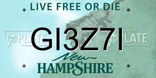 GI3Z7I New Hampshire License Plate