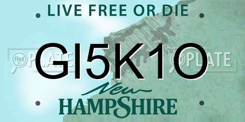 GI5K1O New Hampshire License Plate