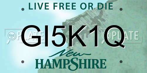 GI5K1Q New Hampshire License Plate