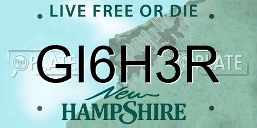 GI6H3R New Hampshire License Plate