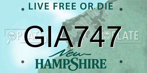 GIA747 New Hampshire License Plate