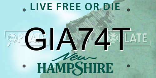 GIA74T New Hampshire License Plate
