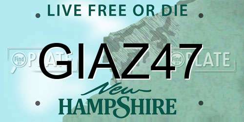 GIAZ47 New Hampshire License Plate